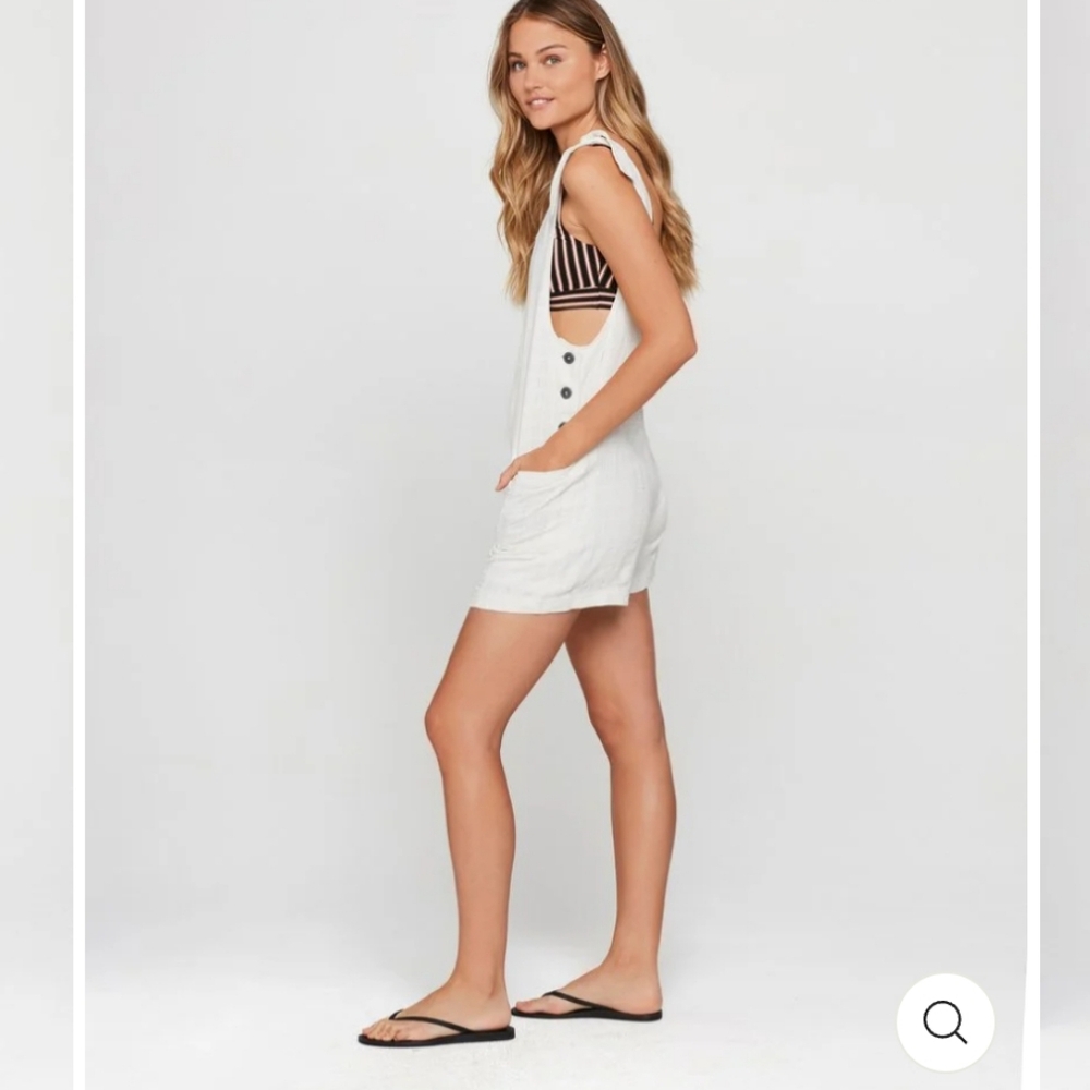 L *Space White Romper Cover Up Overalls XS